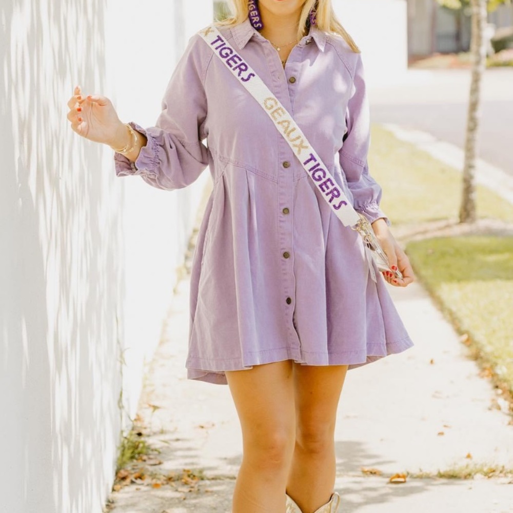 Vervet purple denim button up dress